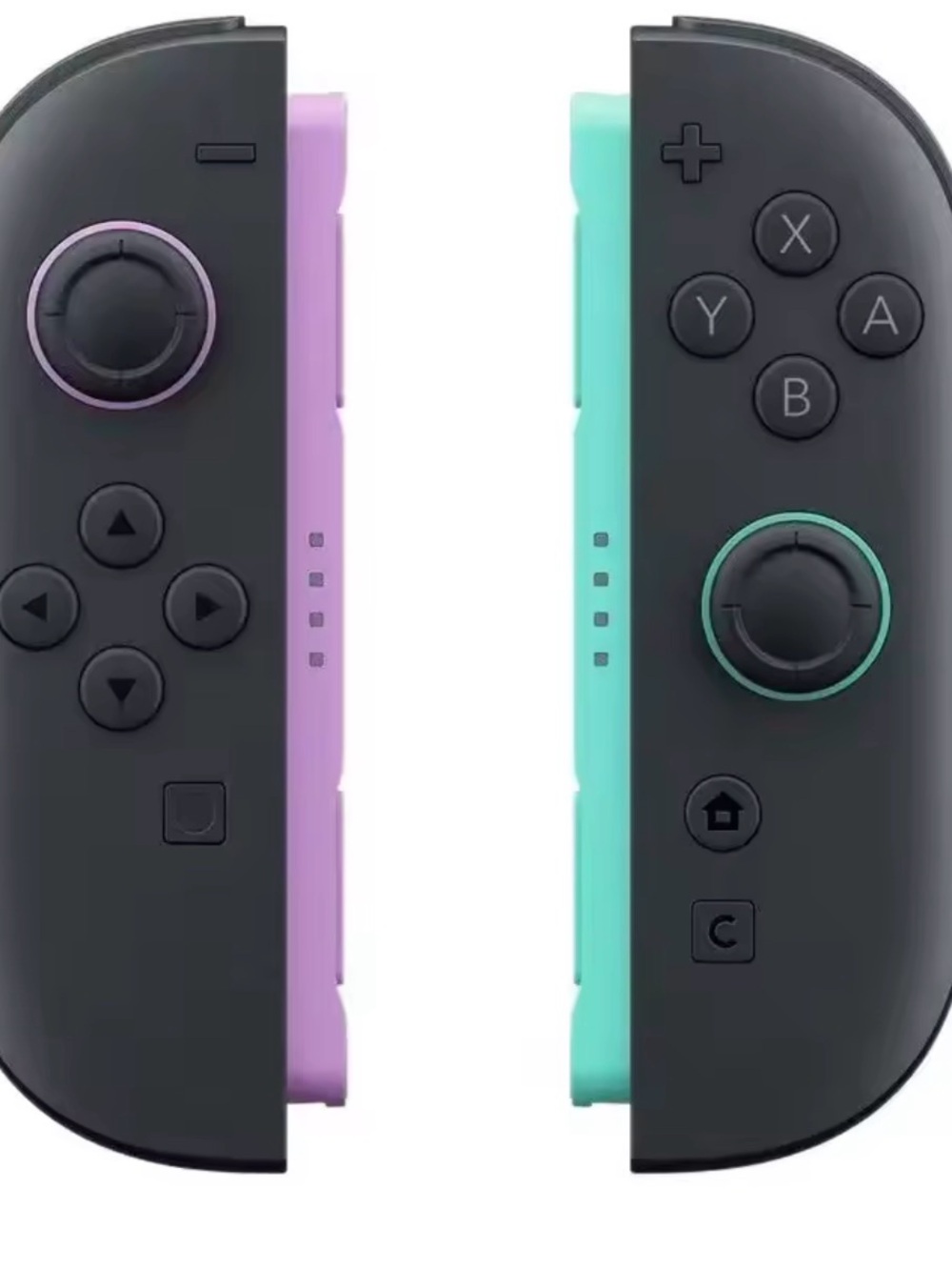 Wireless Joy-Con Style Game Controllers in Black with Purple & Teal Accents